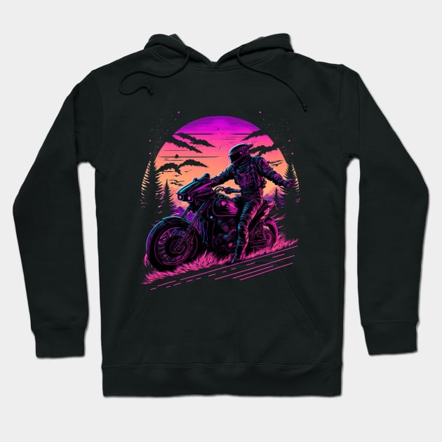 Ride the Vintage: Synthwave Motorcycle Gear Hoodie by Snoe